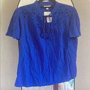 Knox Rose Royal Blue Blouse with Cutout Design